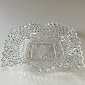 Vintage Federal Glass “Traditions” Bon Bon Dish - Ruffled Diamond Cut Design